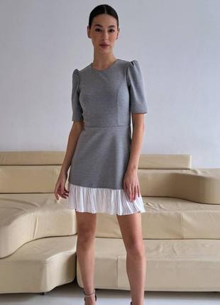Сіра жіноча класична сукня міні базова жіноча коротка сукня універсальна