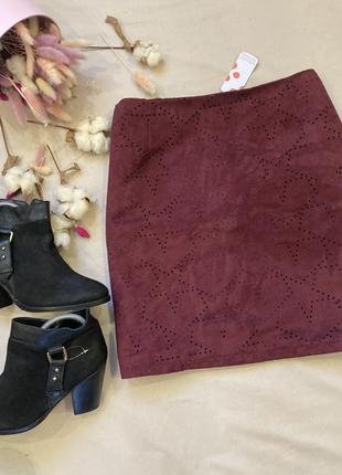 Замшевая юбка короткая