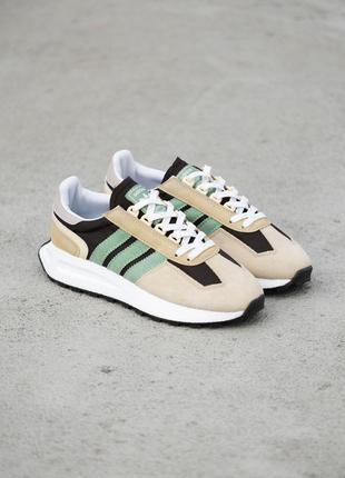 Чоловічі замшеві кросівки adidas retropy beige green black