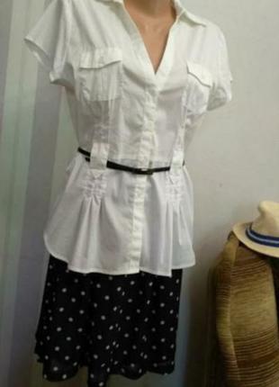 Качественная  белая рубашка  блуза, при , под пояс, на л