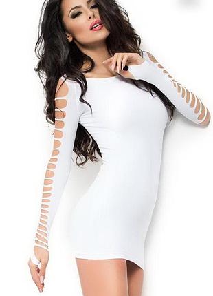 Chilirose 3608 mini dress біле міні сукня з довгим рукавом безшовна