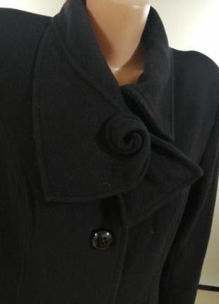 Чорне якісне кашемірове класичне пальто/полупальто весна-осінь 46-483 фото