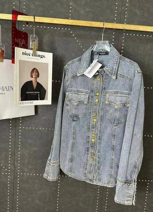 Сорочка джинсова сіро блакитна в стилі balmain
