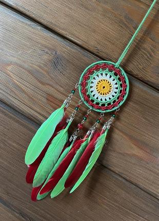 Мини/авто ловец снов "лето". оберег - подвеска в машину. амулет на зеркало заднего вида