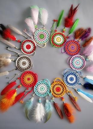 Мини/авто ловец снов "лето". оберег - подвеска в машину. амулет на зеркало заднего вида