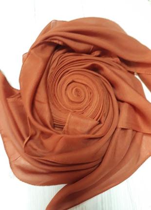 Хустка жіночий з натуральної бавовняної тканини колір - теракот турецький2 фото