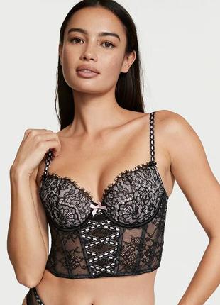 Бюстгальтер лифчик на большую грудь 70е 75д 75е без пушапа victoria's secret черный кружев...