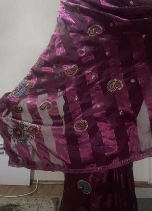Індійський одяг жіночий фіолетовий сарі вільного розміру2 фото
