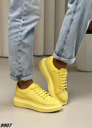 Кросівки матеріал еко-шкіра колір жовтий7 фото