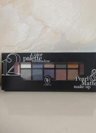 Палітра тіней для повік з 12 кольорів tf color eyeshadow palette pearl & matte