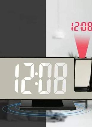 Годинник настільний з проекцією часу на стелю з led дисплеєм та будильником