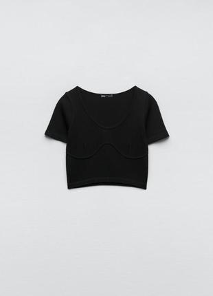 Zara бесшовный топ в рубчик, футболка, майка, спортивный лиф5 фото