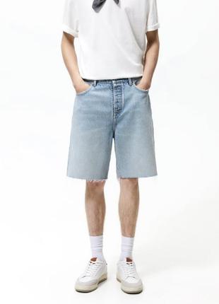 Zara довгі джинсові шорти вільного крою, бермуди