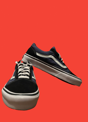 Кеды vans венс old skool navy dark blue white синие белые унисекс5 фото