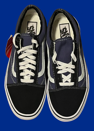 Кеды vans венс old skool navy dark blue white синие белые унисекс6 фото