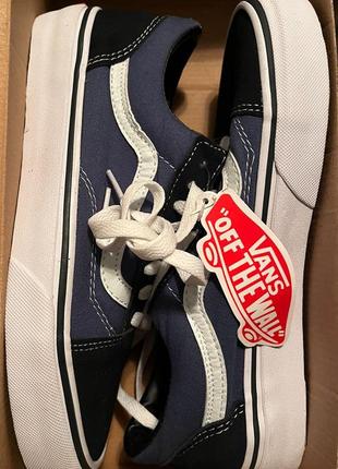 Кеды vans венс old skool navy dark blue white синие белые унисекс4 фото