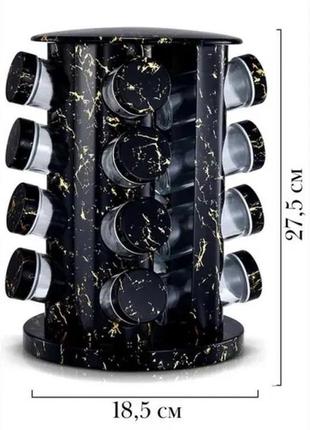 Органайзер для специй, набор емкостей баночек marble black 16 штук2 фото