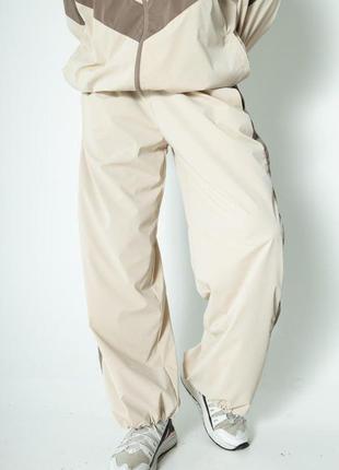 Мужской повседневный спортивный костюм двойка санторини кофта штаны ткань плащевка бархат цвет мокко6 фото