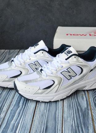 Жіночі кросівки new balance 530 white silver blue нью беланс білого з синім та сріблястим кольорів3 фото