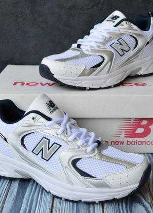 Жіночі кросівки new balance 530 white silver blue нью беланс білого з синім та сріблястим кольорів2 фото