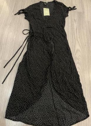 Платье запах в черное в белый горох 46-48 размер h&m divided10 фото