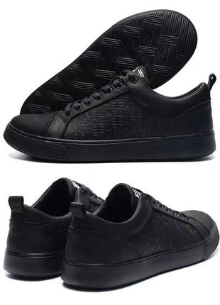 Мужские кожаные кроссовки eai-2 black, мужские кожаные кеды черные, туфли спорт повседневные. мужская обувь