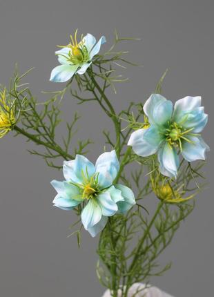 Искусственная ветвь нигелла, светло-голубого цвета, 67см. цветы премиум-класса для интерьера, декора, фотозоны