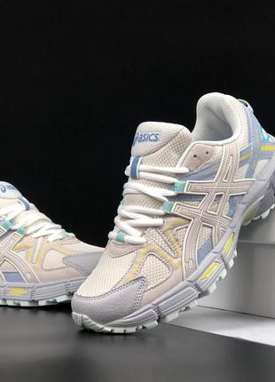 Жіночі кросівки asics gel-kahana 8 beige yya асікс бежевого з блакитним кольорів
