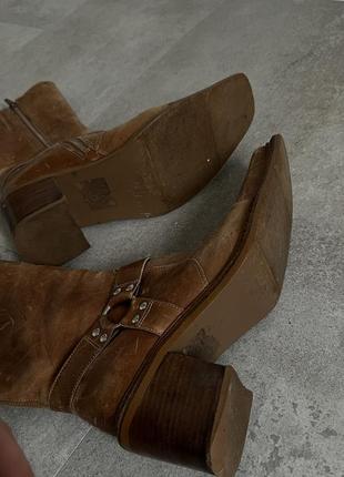 Неймовірні шкіряні коричневі козаки / байкерські чоботи6 фото