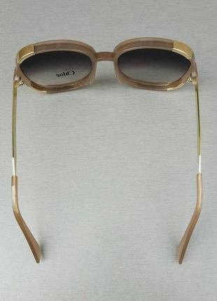 Chloe ce 712s очки большие стильные женские солнцезащитные бежево кофейные с золотом6 фото