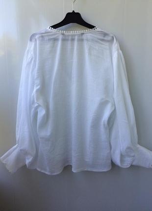 Хлопковая блузка с вышивкой,с объёмными рукавами zara,34/xs2 фото
