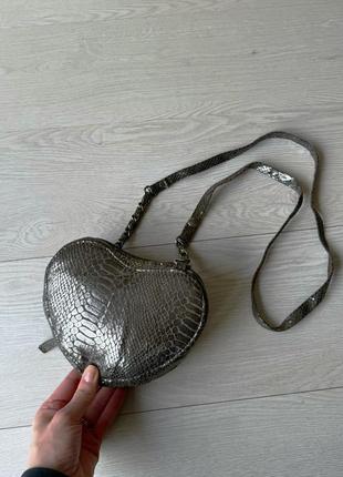 Міні сумка гаманець серце сердечком сіра вечірня2 фото