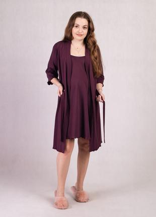 Жіночий комплект халат та нічна сорочка 5 кольорів рр 46-561 фото