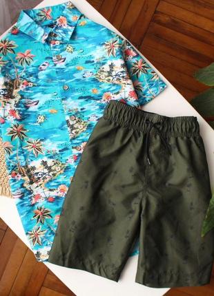 Стильний комплект на літо  гавайська сорочка + пляжні шорти next на підлітка