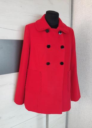 Пальто класичне з накладними кишенями червоне new look розмір м9 фото