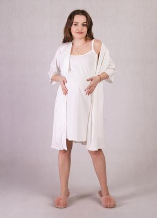 Комплект нічна сорочка і халат для вагітних і годуючих рр. 46-56