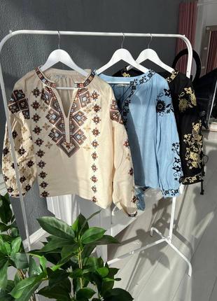 Колоритна блуза вишиванка, українська вишиванка, етно сорочка з вишивкою10 фото