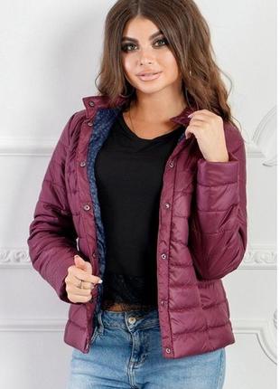 Весенняя женская куртка цвет бордо м размер1 фото
