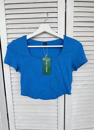 Топ футболка ярко синий