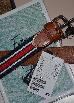 105 h&m фірмовий ремінь з текстилю з шкіряними вставками металевою пряжкою