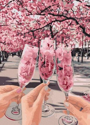 Картина по номерам 48х60 на деревянном подрамнике "весна в бокалах  © оксана воробей" bs53036l