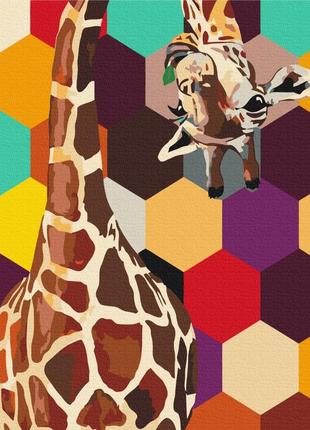 Картина по номерам 48х60 на деревянном подрамнике "жираф в мозаике" bs51799l