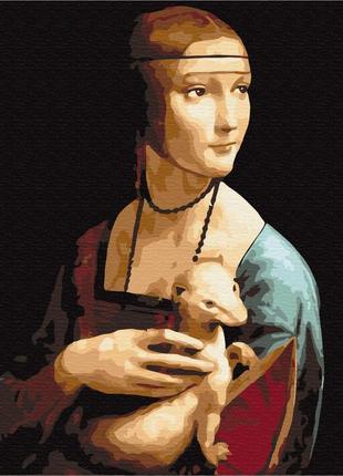 Картина по номерам 48х60 на деревянном подрамнике "дама с горностаем. леонардо да винчи" bs29285l