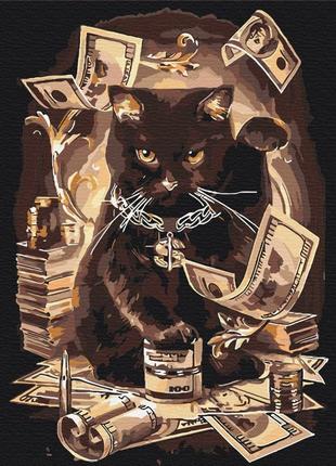 Картина по номерам 48х60 на деревянном подрамнике "денежный кот" bs8911l