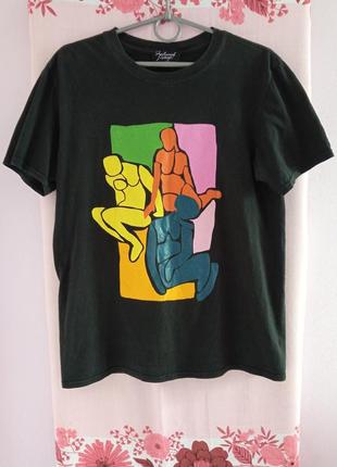 Чоловічий одяг/ футболка чорна з принтом, вінтажна футболка 🖤 46/48 розмір, vintage