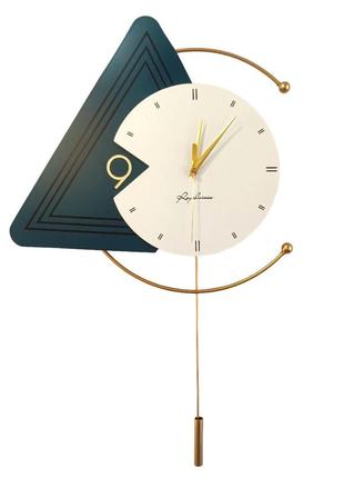 Годинник настінний дизайнерський з маятником безшумний golden elegance jt2180 / 40x58 см1 фото