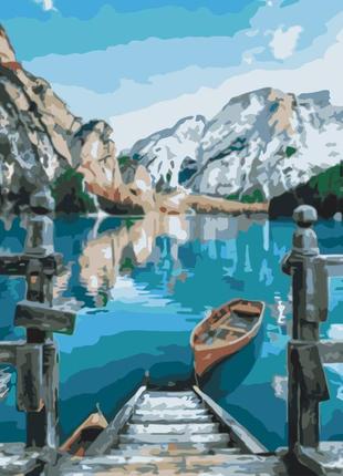 Картина за номерами 48х60 на дерев'яному підрамнику "човен біля озера брайес" bs29450l