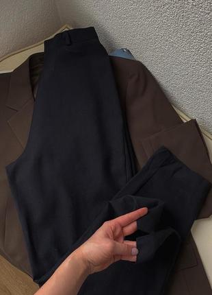 Стильні чорні штани з защипами  із 100% шерсті💔дуже якісні ! прямого вільного крою2 фото