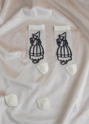 Стильные носки сетка с принтом3 фото