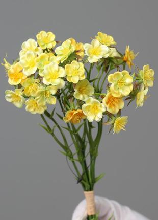 Искусственный букет мирабилис, желтого цвета, 33 см. цветы премиум-класса для интерьера, декора1 фото